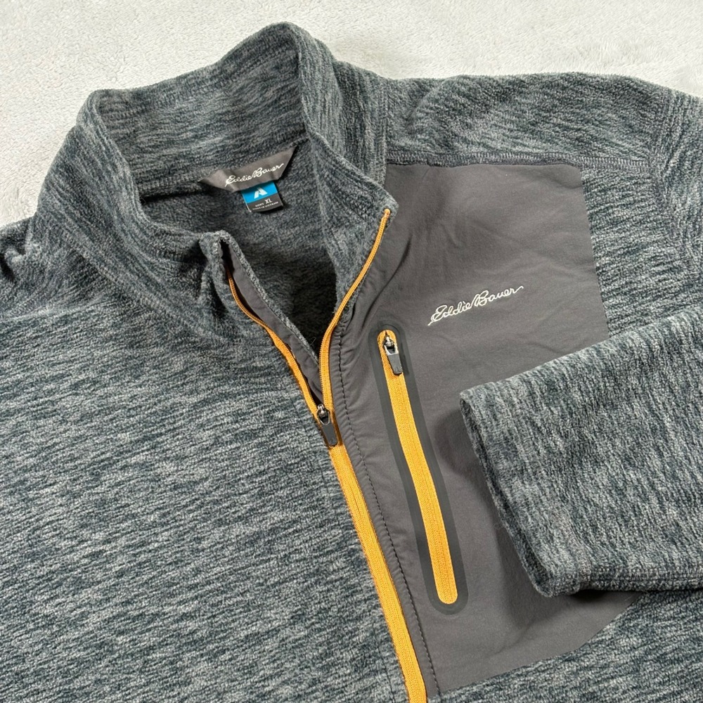 Eddie Bauer First Ascent Mens XL Gray Heather Quarter Zip Fleece Pullover Jacket